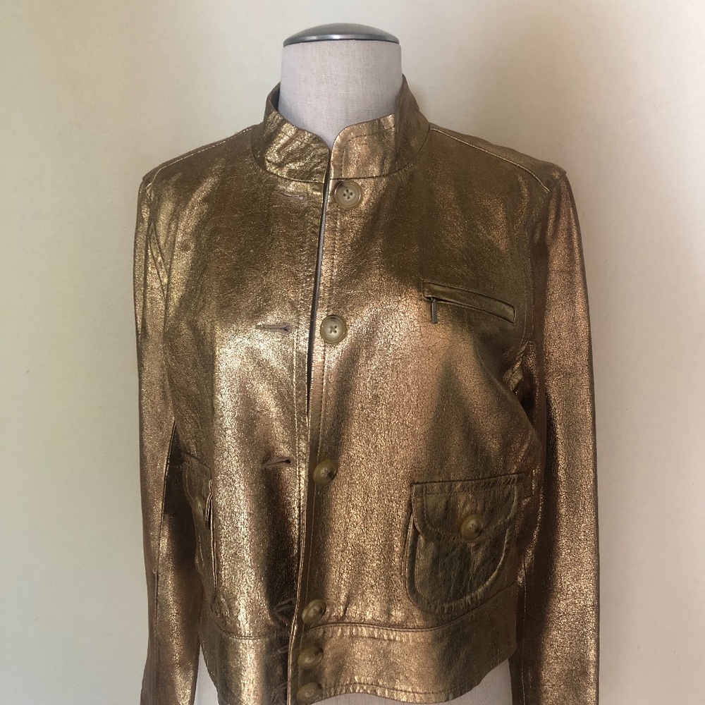 Gold metallic leather jacket